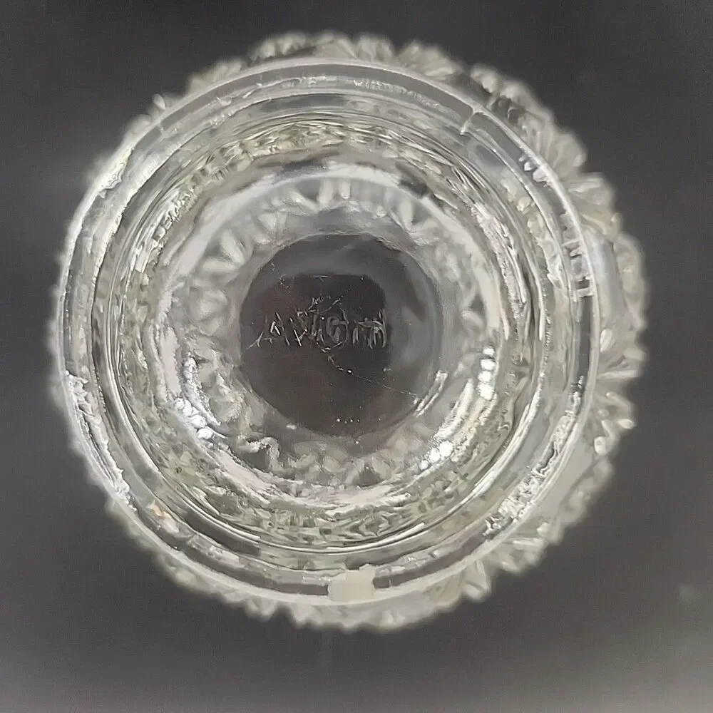 Candle Holder AVON Starburst And Diamond Clear Glass Crystal 4” Tall HEAVY VTG